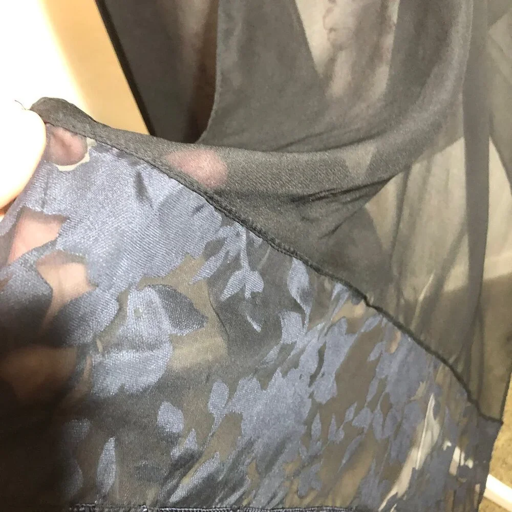 Elegant Black & Navy Sheer Floral Scarf | Lightweight & Versatile